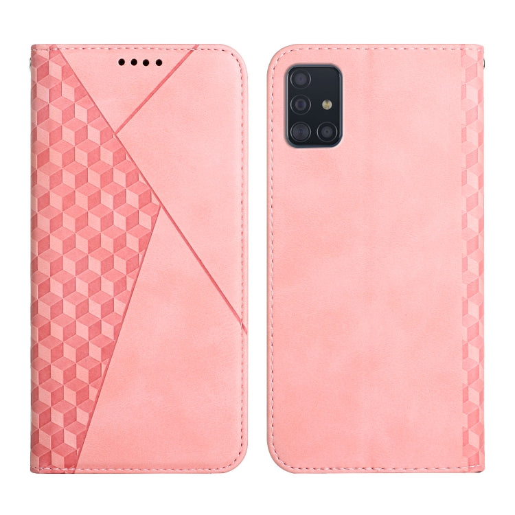For Samsung Galaxy A51 5G Diamond Pattern Splicing Skin Feel Magnetic Horizontal Flip Leather Case with Card Slots & Holder & Wallet