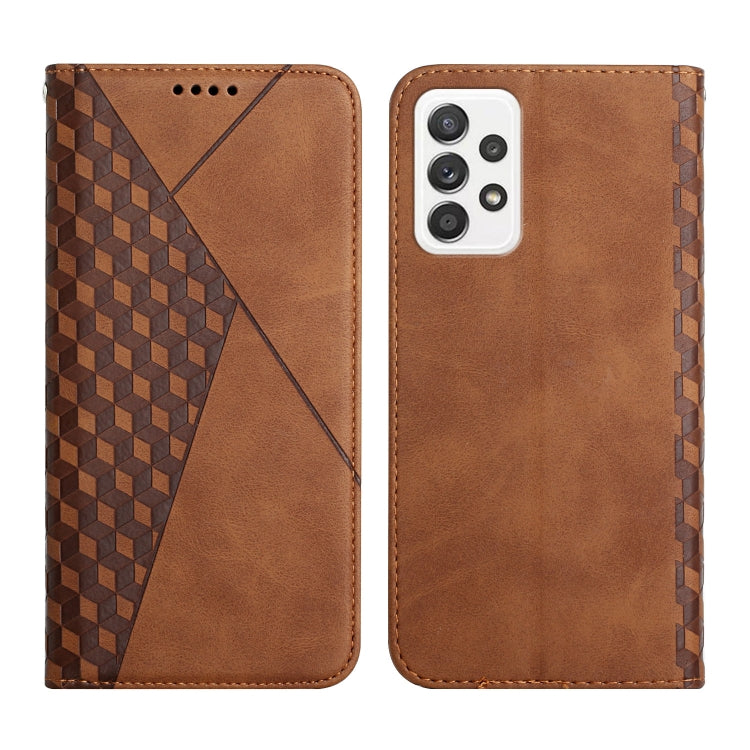 For Samsung Galaxy A52 5G / 4G Diamond Pattern Splicing Skin Feel Magnetic Horizontal Flip Leather Case with Card Slots & Holder & Wallet