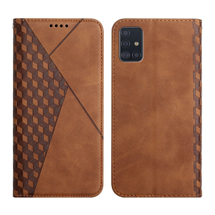 For Samsung Galaxy A71 Diamond Pattern Splicing Skin Feel Magnetic Horizontal Flip Leather Case with Card Slots & Holder & Wallet