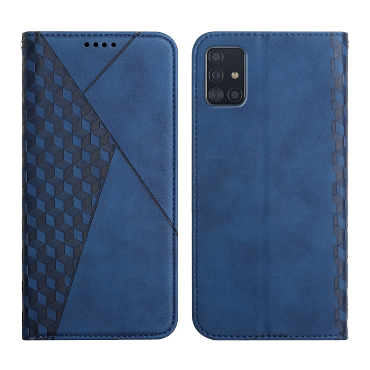 For Samsung Galaxy A71 Diamond Pattern Splicing Skin Feel Magnetic Horizontal Flip Leather Case with Card Slots & Holder & Wallet