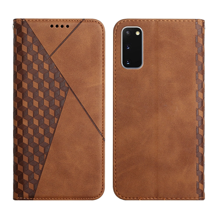 For Samsung Galaxy S20 Diamond Pattern Splicing Skin Feel Magnetic Horizontal Flip Leather Case with Card Slots & Holder & Wallet