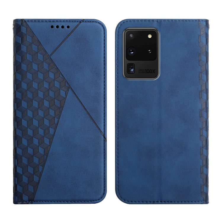 For Samsung Galaxy S20 Ultra Diamond Pattern Splicing Skin Feel Magnetic Horizontal Flip Leather Case with Card Slots & Holder & Wallet