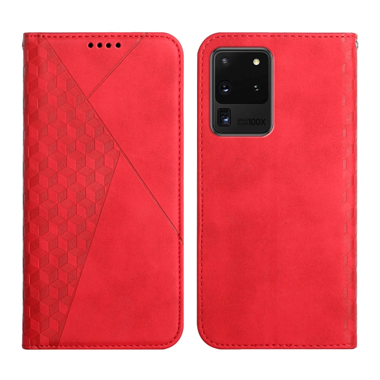 For Samsung Galaxy S20 Ultra Diamond Pattern Splicing Skin Feel Magnetic Horizontal Flip Leather Case with Card Slots & Holder & Wallet