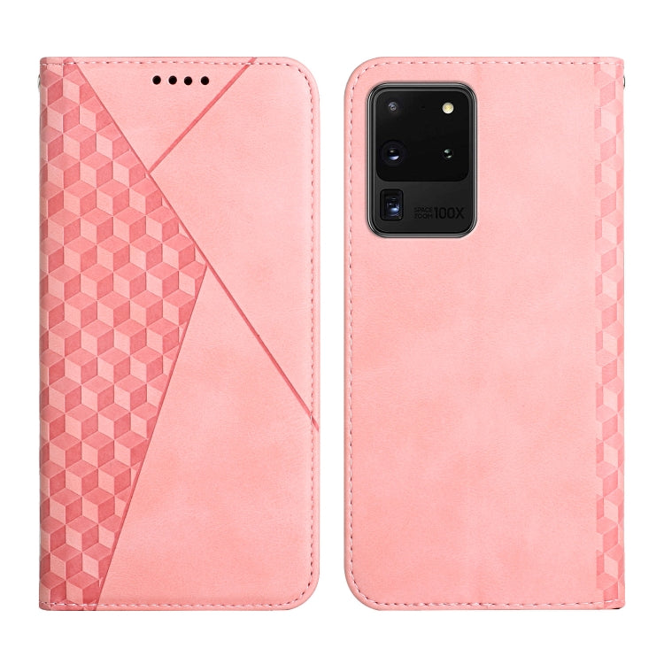 For Samsung Galaxy S20 Ultra Diamond Pattern Splicing Skin Feel Magnetic Horizontal Flip Leather Case with Card Slots & Holder & Wallet