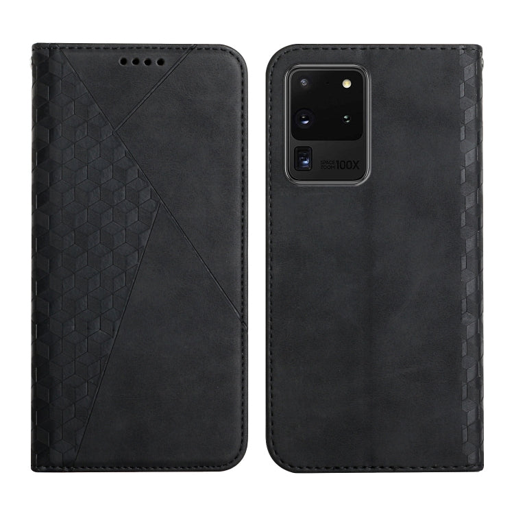 For Samsung Galaxy S20 Ultra Diamond Pattern Splicing Skin Feel Magnetic Horizontal Flip Leather Case with Card Slots & Holder & Wallet