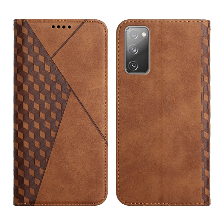 For Samsung Galaxy S20 FE Diamond Pattern Splicing Skin Feel Magnetic Horizontal Flip Leather Case with Card Slots & Holder & Wallet