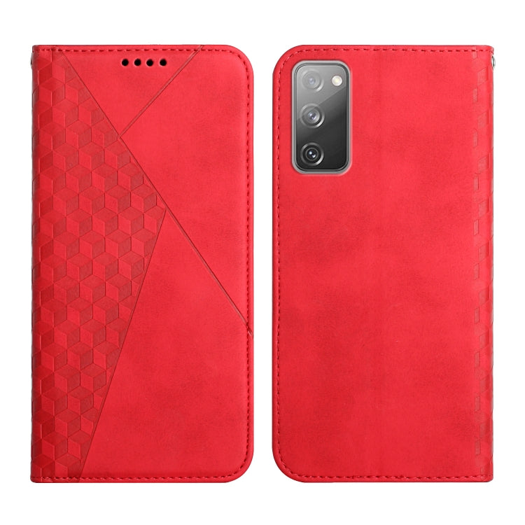 For Samsung Galaxy S20 FE Diamond Pattern Splicing Skin Feel Magnetic Horizontal Flip Leather Case with Card Slots & Holder & Wallet