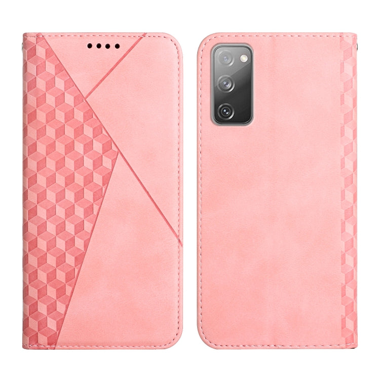 For Samsung Galaxy S20 FE Diamond Pattern Splicing Skin Feel Magnetic Horizontal Flip Leather Case with Card Slots & Holder & Wallet