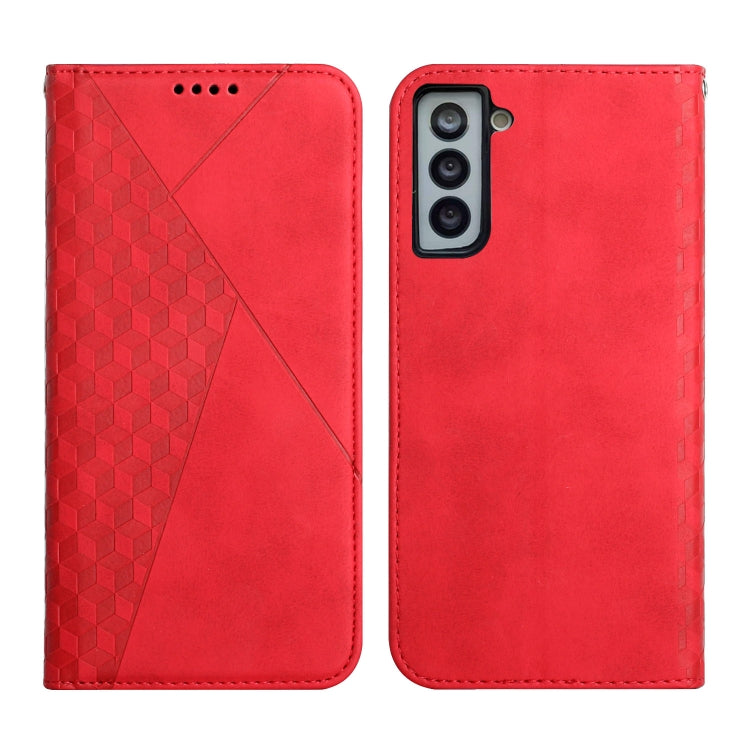 For Samsung Galaxy S21 5G Diamond Pattern Splicing Skin Feel Magnetic Horizontal Flip Leather Case with Card Slots & Holder & Wallet