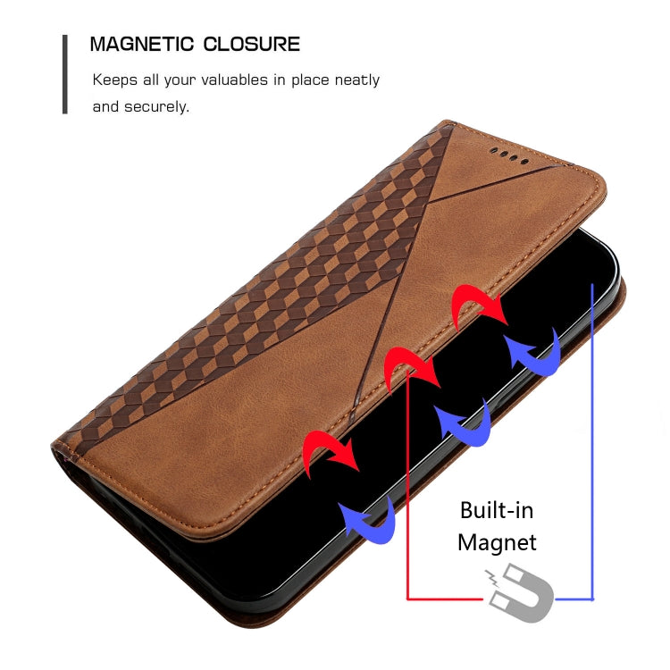 For Samsung Galaxy S21 FE Diamond Pattern Splicing Skin Feel Magnetic Horizontal Flip Leather Case with Card Slots & Holder & Wallet