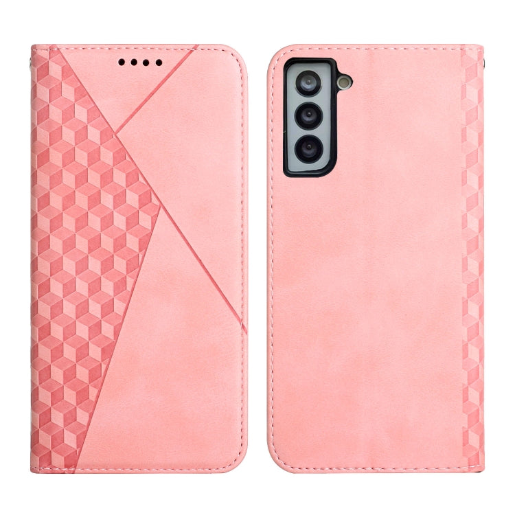 For Samsung Galaxy S21 FE Diamond Pattern Splicing Skin Feel Magnetic Horizontal Flip Leather Case with Card Slots & Holder & Wallet