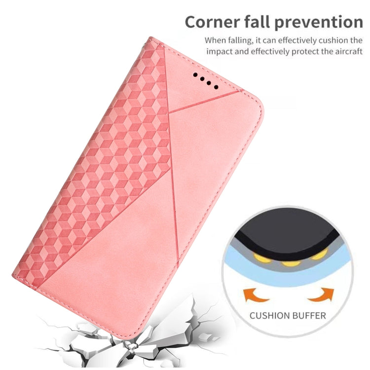 For Samsung Galaxy S21 FE Diamond Pattern Splicing Skin Feel Magnetic Horizontal Flip Leather Case with Card Slots & Holder & Wallet