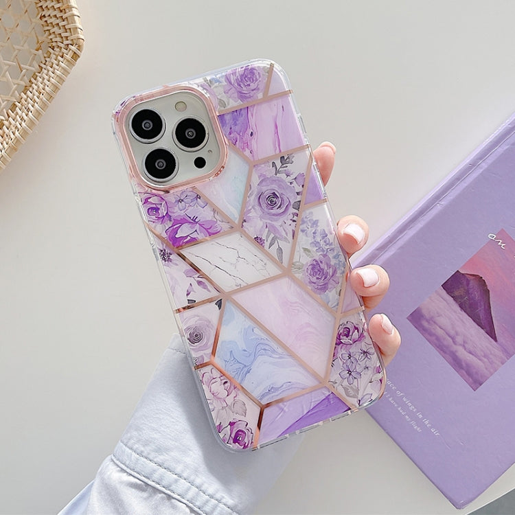 For iPhone 13 Dual-side Laminating Electroplating Stitching Flower TPU Protective Case
