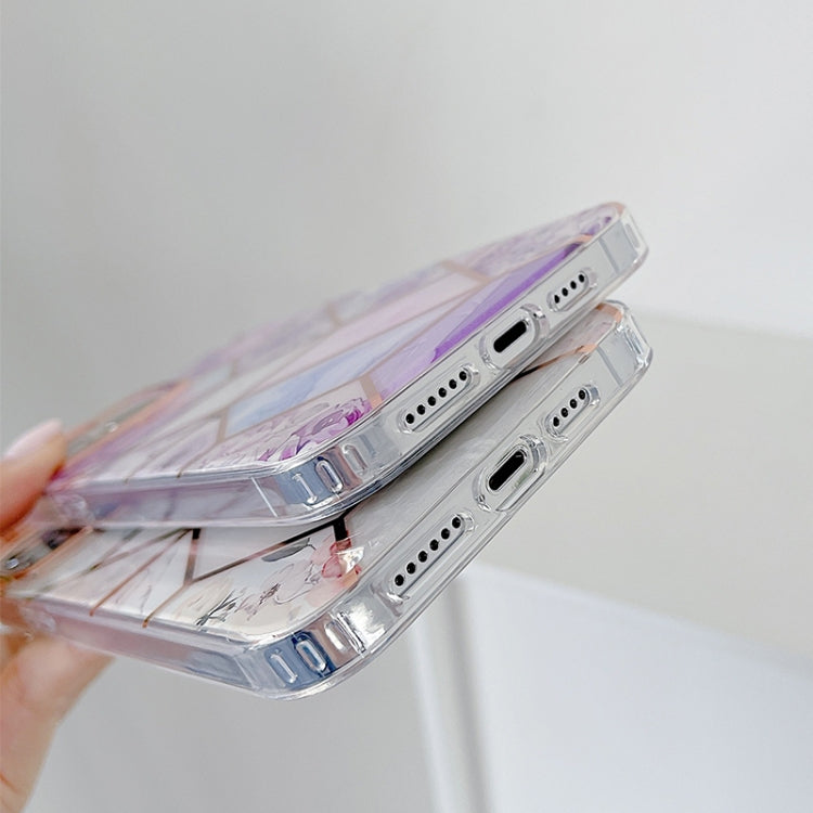 For iPhone 13 Pro Max Dual-side Laminating Electroplating Stitching Flower TPU Protective Case