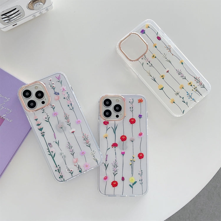 For iPhone 13 Flowers Pattern Dual-side Laminating Soft TPU Protective Case