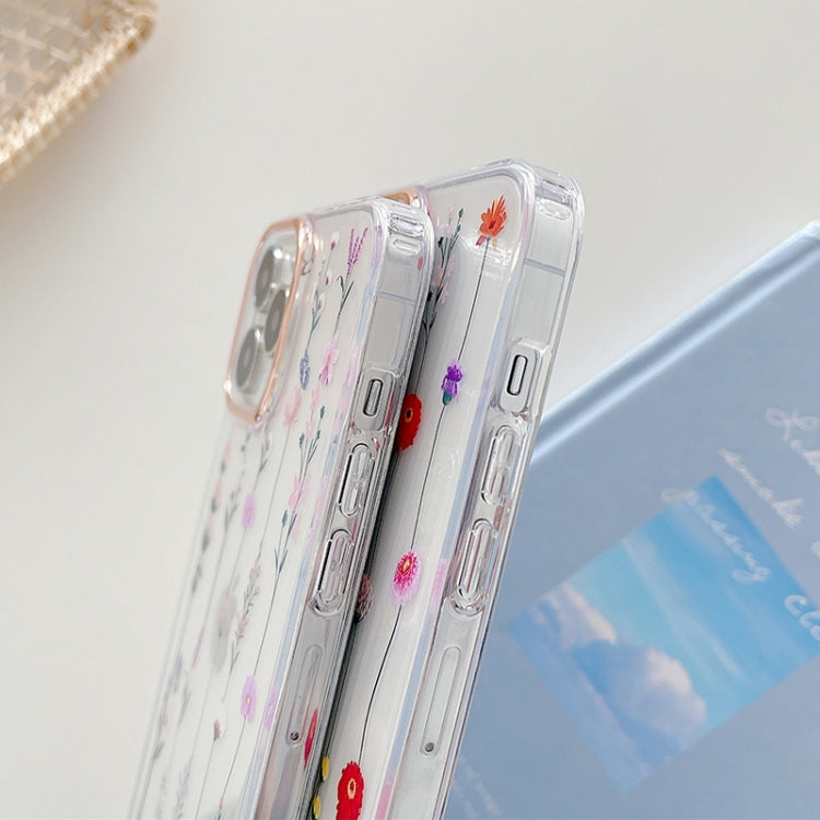For iPhone 13 Pro Flowers Pattern Dual-side Laminating Soft TPU Protective Case