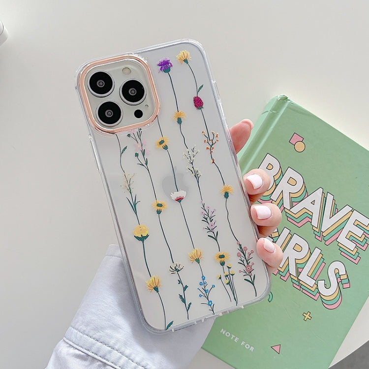 For iPhone 13 Pro Max Flowers Pattern Dual-side Laminating Soft TPU Protective Case