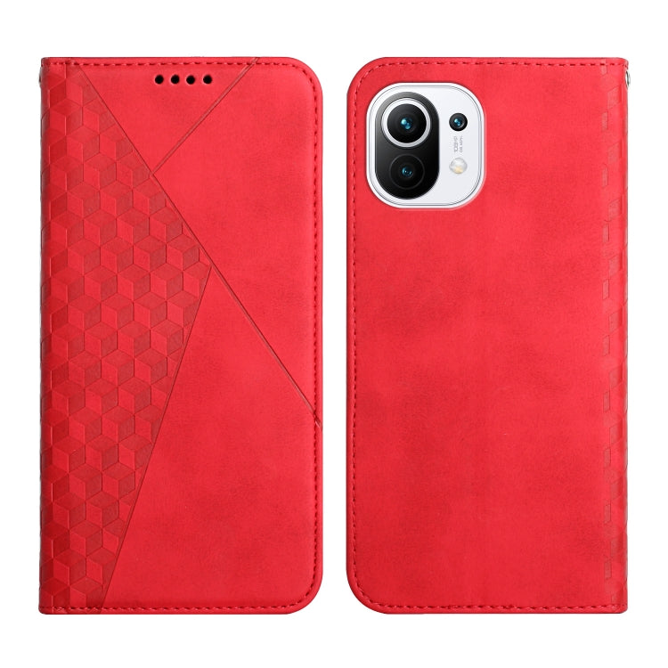 For Xiaomi Mi 11 Lite Diamond Pattern Splicing Skin Feel Magnetic Horizontal Flip Leather Case with Card Slots & Holder & Wallet