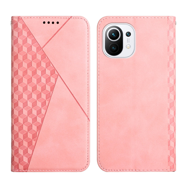 For Xiaomi Mi 11 Lite Diamond Pattern Splicing Skin Feel Magnetic Horizontal Flip Leather Case with Card Slots & Holder & Wallet