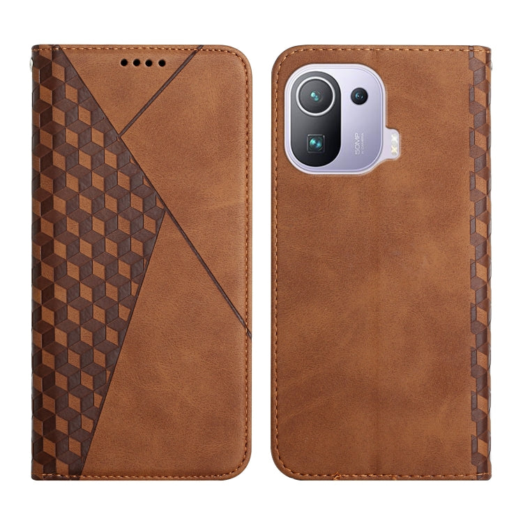 For Xiaomi Mi 11 Pro Diamond Pattern Splicing Skin Feel Magnetic Horizontal Flip Leather Case with Card Slots & Holder & Wallet