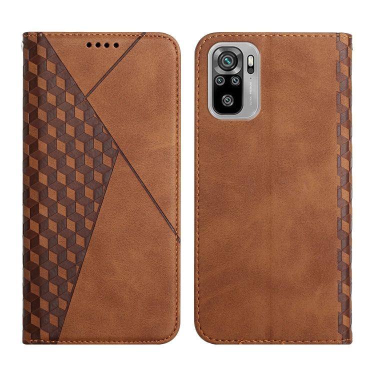 For Xiaomi Redmi Note 10 4G Diamond Pattern Splicing Skin Feel Magnetic Horizontal Flip Leather Case with Card Slots & Holder & Wallet