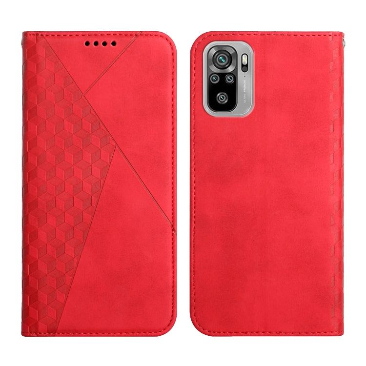 For Xiaomi Redmi Note 10 4G Diamond Pattern Splicing Skin Feel Magnetic Horizontal Flip Leather Case with Card Slots & Holder & Wallet