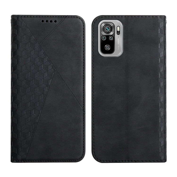 For Xiaomi Redmi Note 10 4G Diamond Pattern Splicing Skin Feel Magnetic Horizontal Flip Leather Case with Card Slots & Holder & Wallet