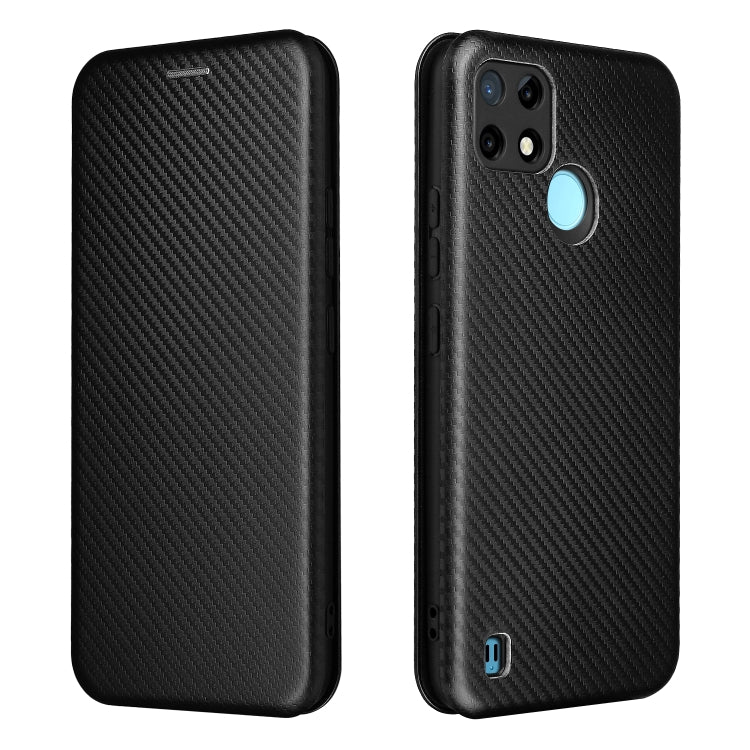 For OPPO Realme C21Y Carbon Fiber Texture Horizontal Flip TPU + PC + PU Leather Case with Card Slot