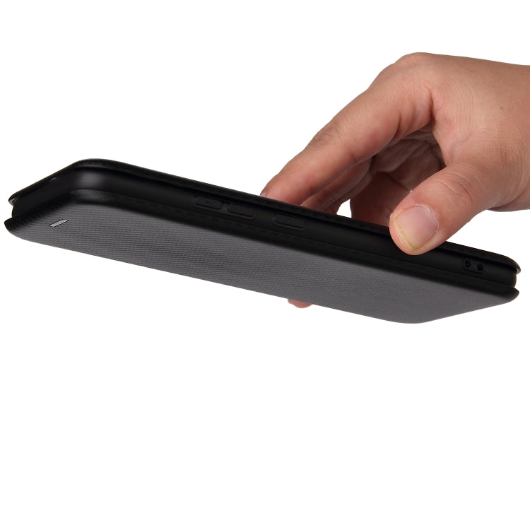 For OPPO Realme C21Y Carbon Fiber Texture Horizontal Flip TPU + PC + PU Leather Case with Card Slot