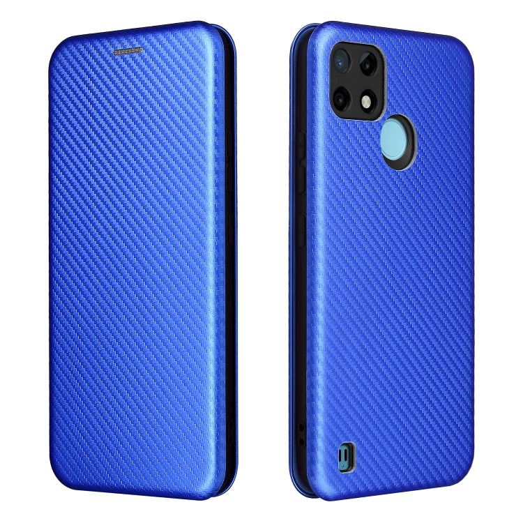 For OPPO Realme C21Y Carbon Fiber Texture Horizontal Flip TPU + PC + PU Leather Case with Card Slot