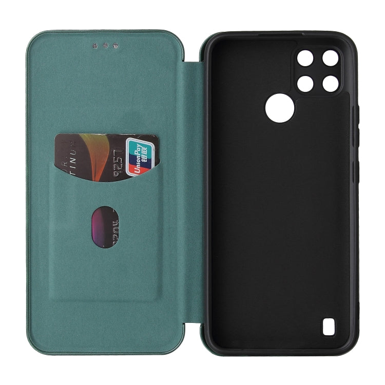 For OPPO Realme C21Y Carbon Fiber Texture Horizontal Flip TPU + PC + PU Leather Case with Card Slot