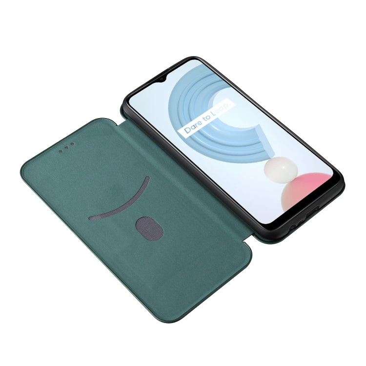 For OPPO Realme C21Y Carbon Fiber Texture Horizontal Flip TPU + PC + PU Leather Case with Card Slot