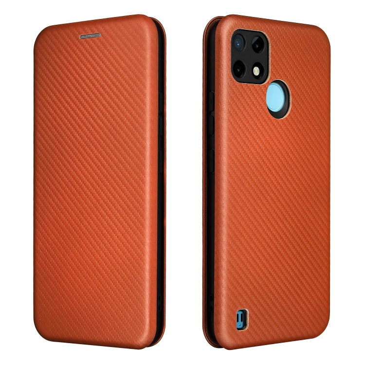 For OPPO Realme C21Y Carbon Fiber Texture Horizontal Flip TPU + PC + PU Leather Case with Card Slot