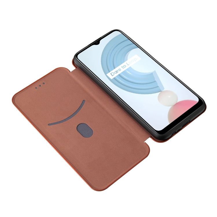 For OPPO Realme C21Y Carbon Fiber Texture Horizontal Flip TPU + PC + PU Leather Case with Card Slot