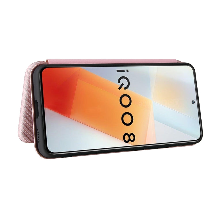 For vivo iQOO 8 Carbon Fiber Texture Horizontal Flip TPU + PC + PU Leather Case with Card Slot