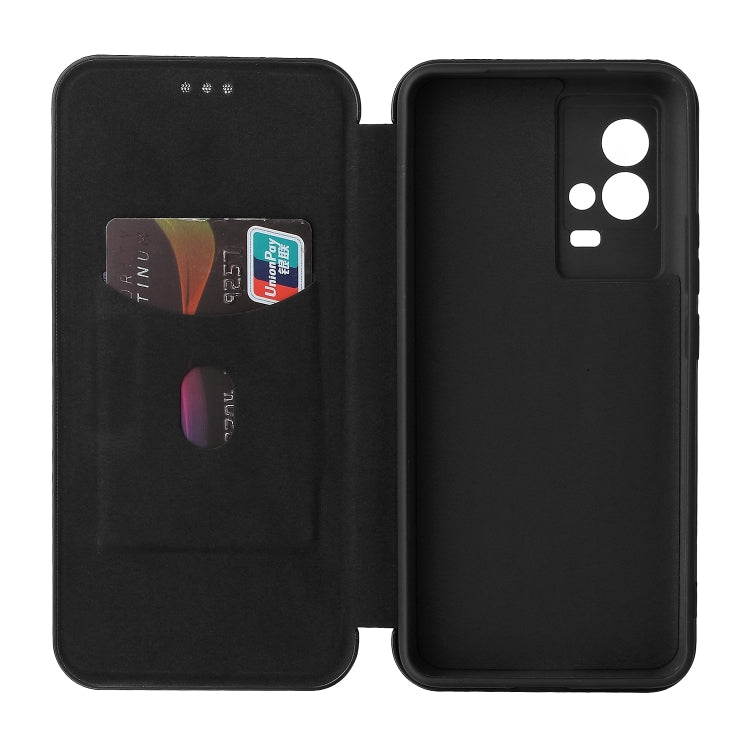 For vivo iQOO 8 Carbon Fiber Texture Horizontal Flip TPU + PC + PU Leather Case with Card Slot