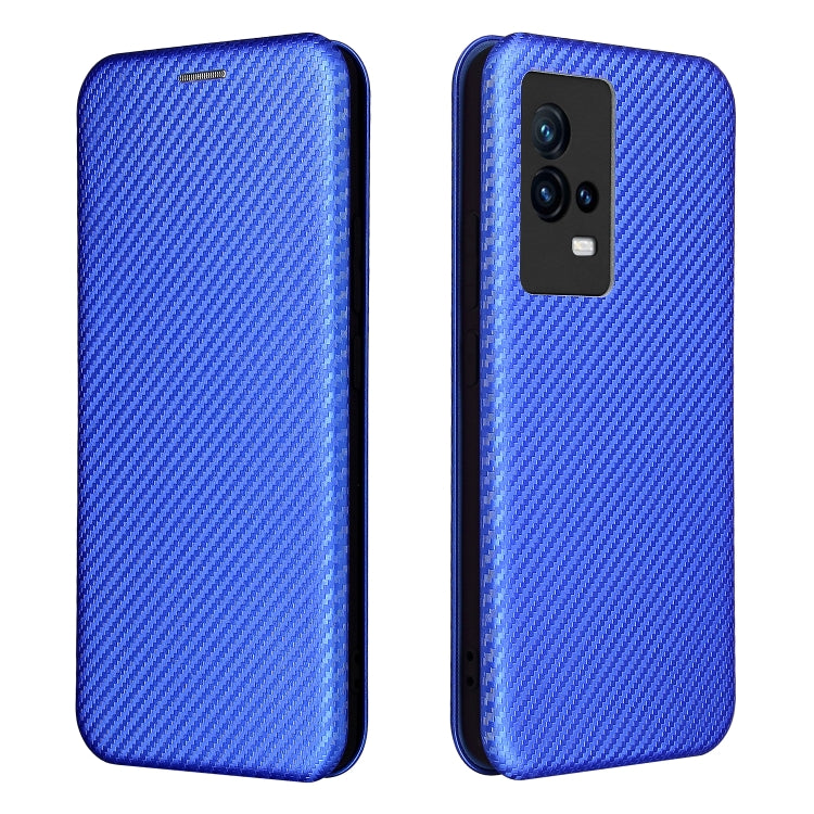 For vivo iQOO 8 Carbon Fiber Texture Horizontal Flip TPU + PC + PU Leather Case with Card Slot