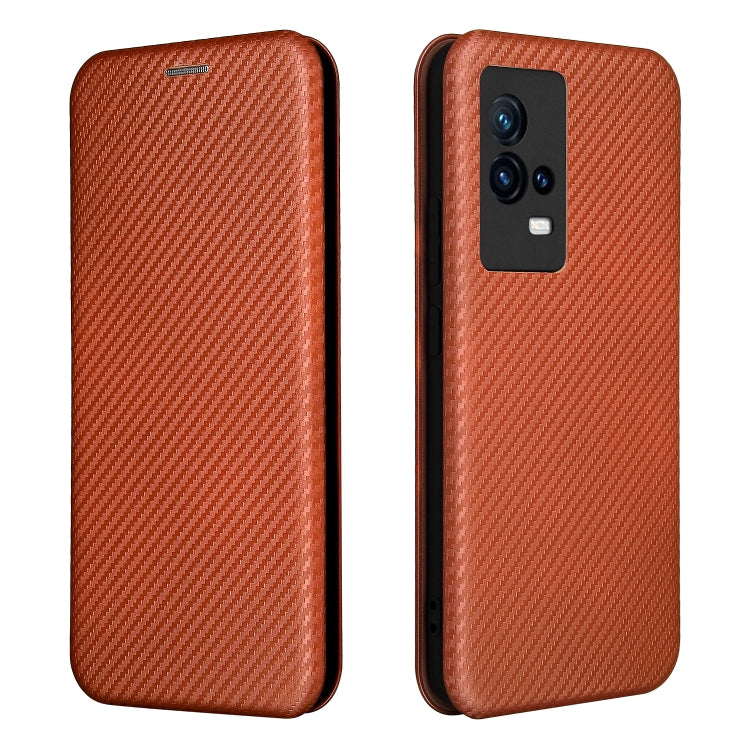 For vivo iQOO 8 Carbon Fiber Texture Horizontal Flip TPU + PC + PU Leather Case with Card Slot