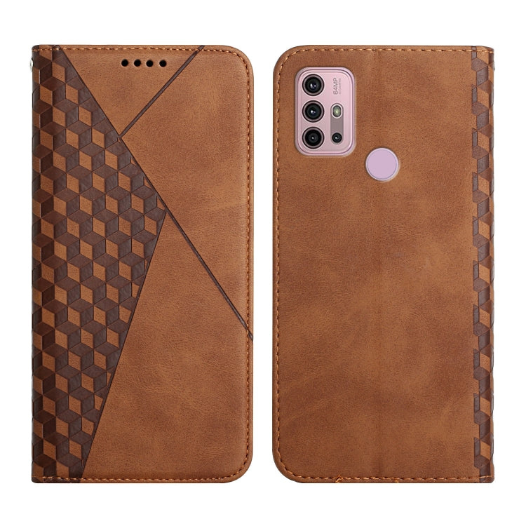 For Motorola Moto G30 / G10 Diamond Pattern Splicing Skin Feel Magnetic Horizontal Flip Leather Case with Card Slots & Holder & Wallet