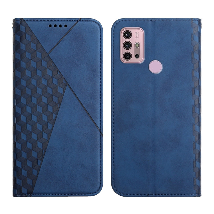 For Motorola Moto G30 / G10 Diamond Pattern Splicing Skin Feel Magnetic Horizontal Flip Leather Case with Card Slots & Holder & Wallet
