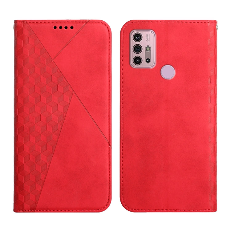 For Motorola Moto G30 / G10 Diamond Pattern Splicing Skin Feel Magnetic Horizontal Flip Leather Case with Card Slots & Holder & Wallet