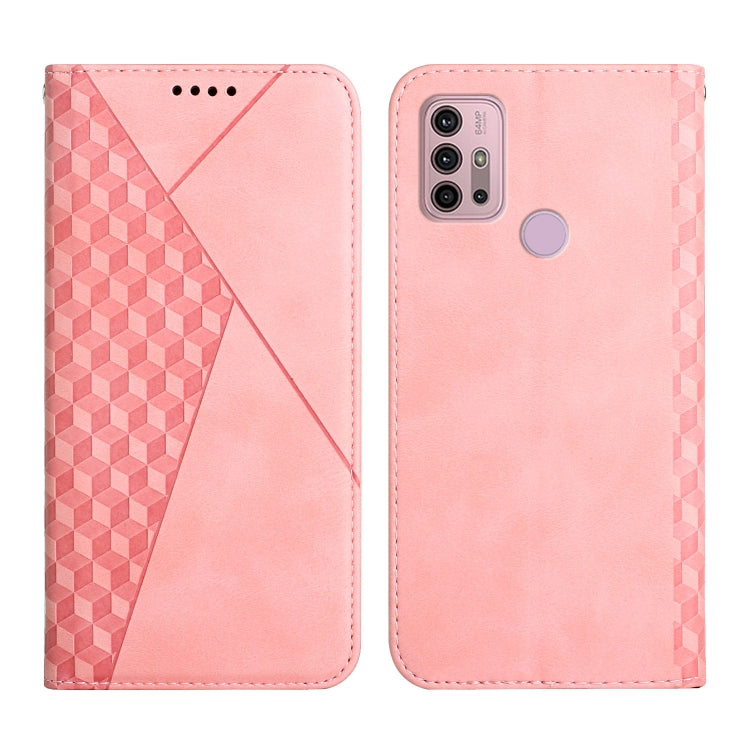 For Motorola Moto G30 / G10 Diamond Pattern Splicing Skin Feel Magnetic Horizontal Flip Leather Case with Card Slots & Holder & Wallet
