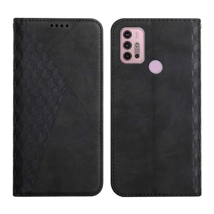 For Motorola Moto G30 / G10 Diamond Pattern Splicing Skin Feel Magnetic Horizontal Flip Leather Case with Card Slots & Holder & Wallet