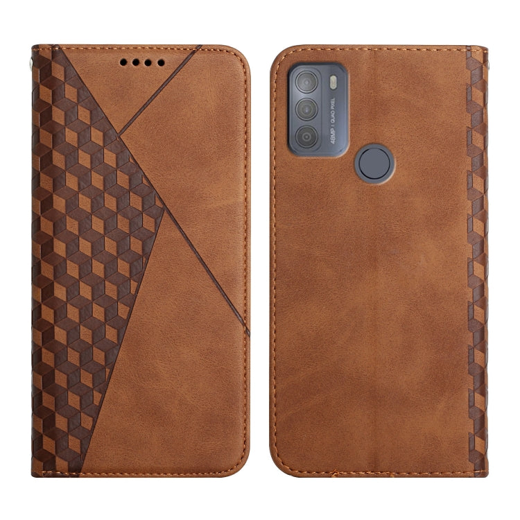 For Motorola Moto G50 Diamond Pattern Splicing Skin Feel Magnetic Horizontal Flip Leather Case with Card Slots & Holder & Wallet