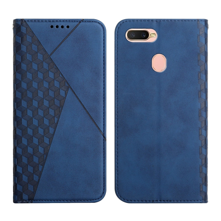 For OPPO A7 / A5s / A12 Diamond Pattern Splicing Skin Feel Magnetic Horizontal Flip Leather Case with Card Slots & Holder & Wallet