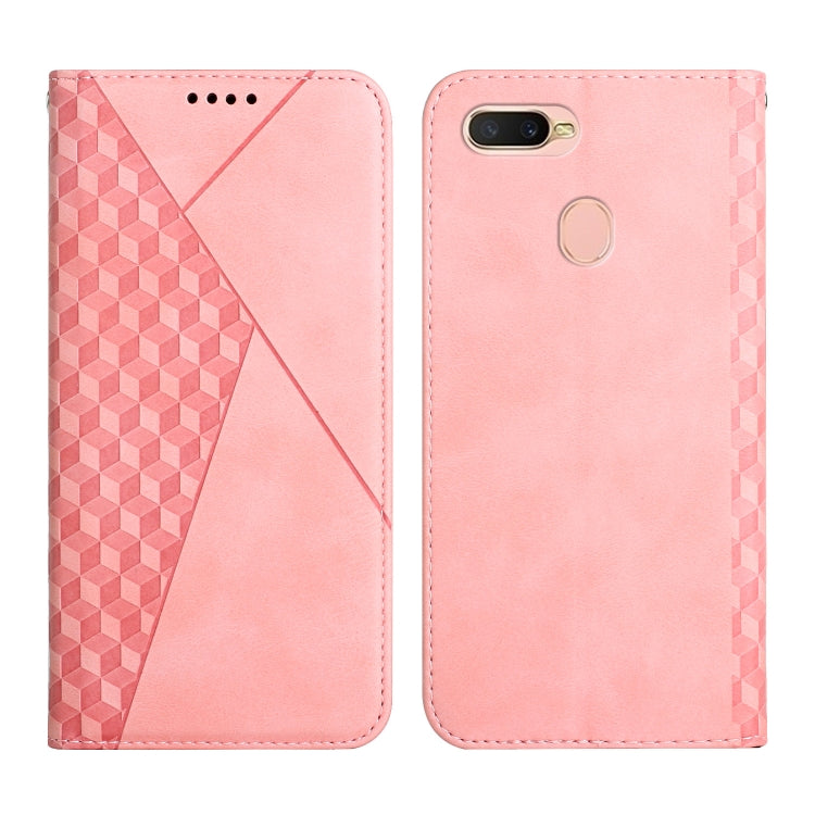 For OPPO A7 / A5s / A12 Diamond Pattern Splicing Skin Feel Magnetic Horizontal Flip Leather Case with Card Slots & Holder & Wallet