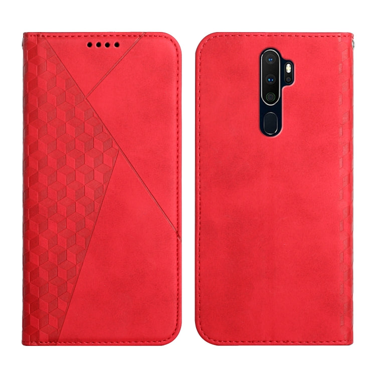 For OPPO A9 2020 Diamond Pattern Splicing Skin Feel Magnetic Horizontal Flip Leather Case with Card Slots & Holder & Wallet