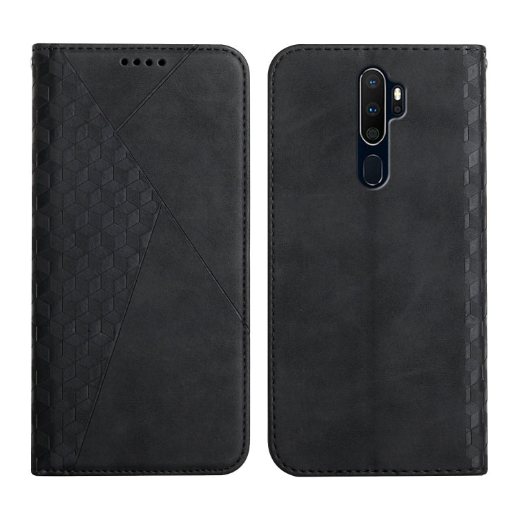 For OPPO A9 2020 Diamond Pattern Splicing Skin Feel Magnetic Horizontal Flip Leather Case with Card Slots & Holder & Wallet