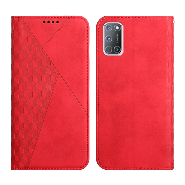 For OPPO A52 / A72 / A92 Diamond Pattern Splicing Skin Feel Magnetic Horizontal Flip Leather Case with Card Slots & Holder & Wallet