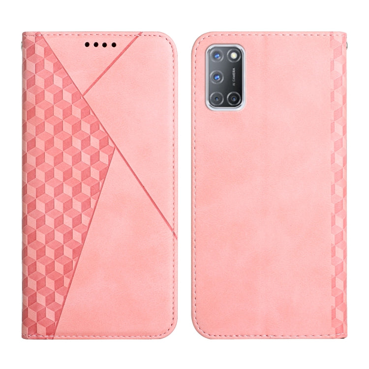 For OPPO A52 / A72 / A92 Diamond Pattern Splicing Skin Feel Magnetic Horizontal Flip Leather Case with Card Slots & Holder & Wallet